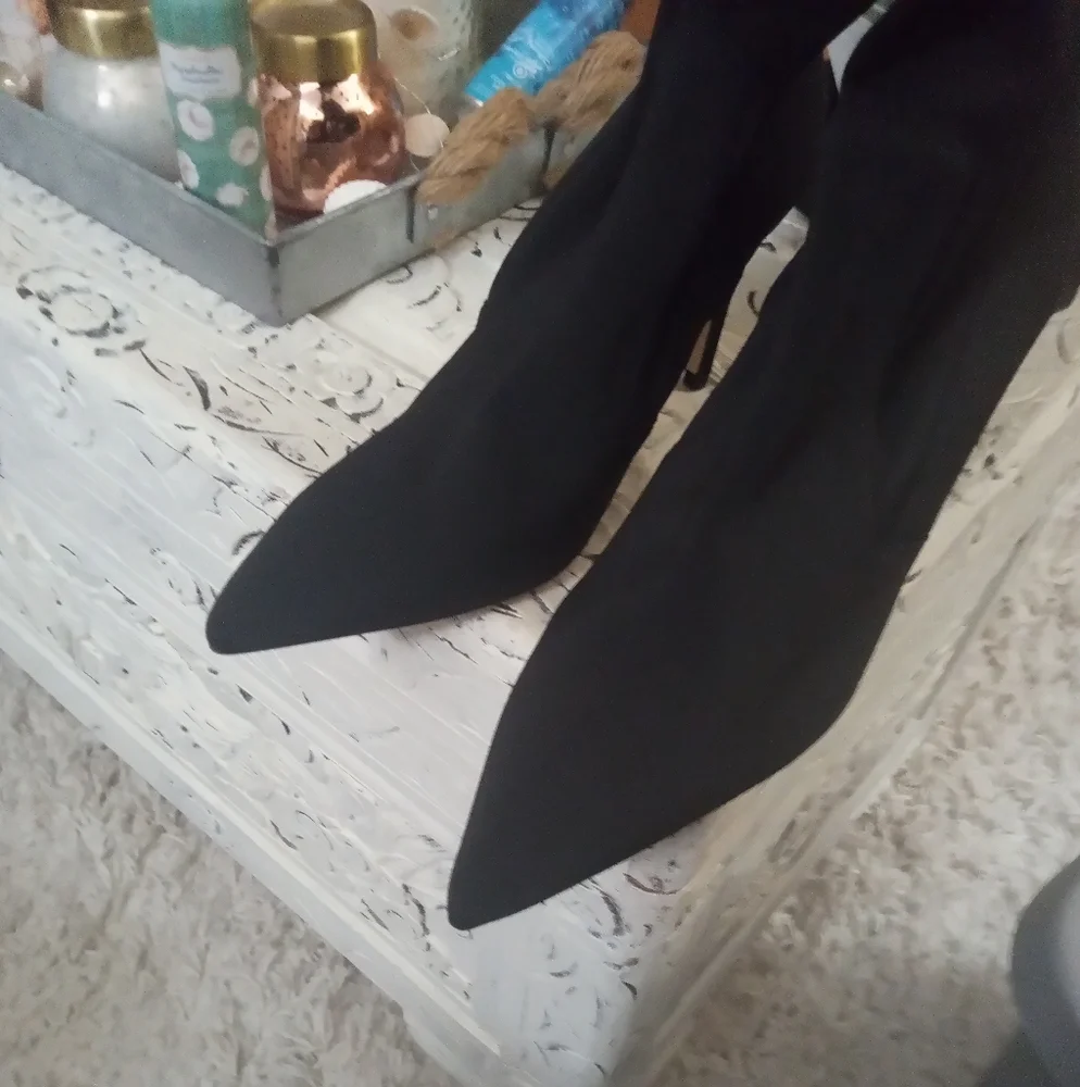🆕⭐ GOOD AMERICAN black neoprene OTK boots
